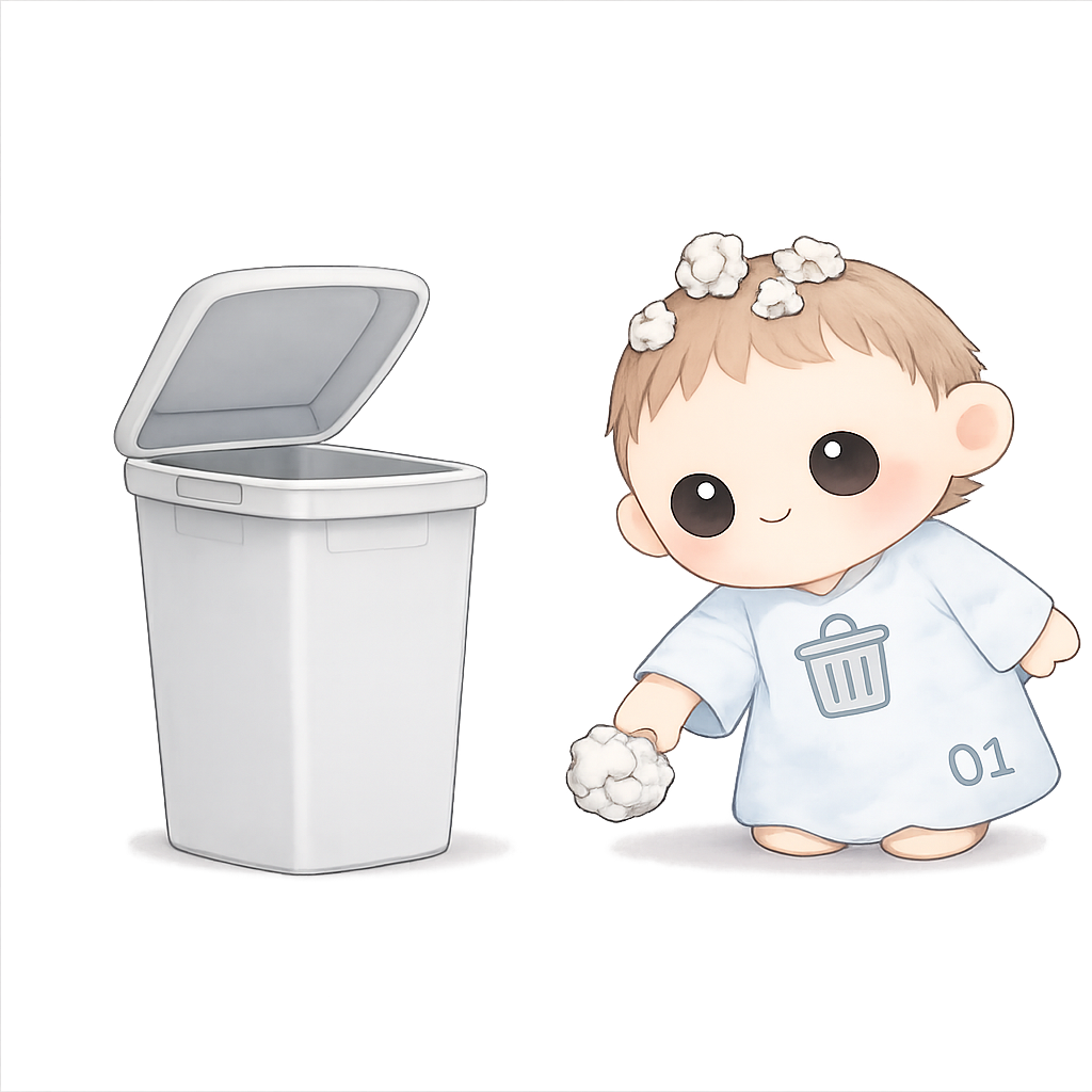 ゴミ箱の横にゴミを置くハコワ