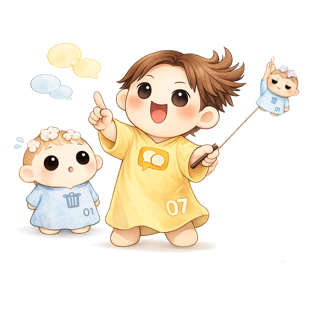 勢いよく説明するオシエタガリン